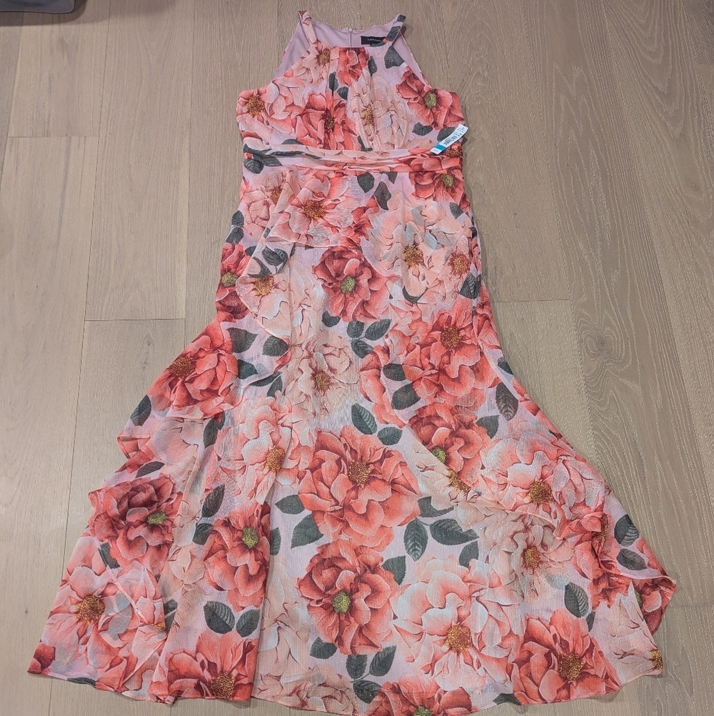 Floral Maxi Dress in Pink and Green